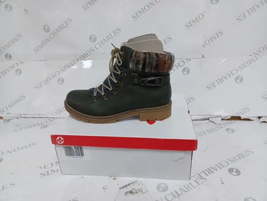 BOXED RIEKER GREEN CUFFED HIKING BOOTS- SIZE 6.5