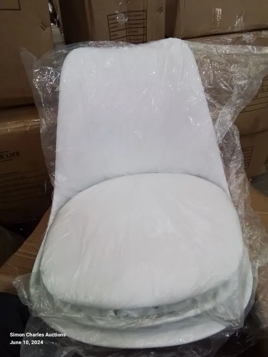 BOXED SET OF 2 FAUX LEATHER UPHOLSTERED WHITE DINING  CHAIR