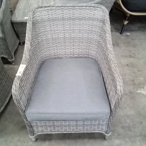 DESIGNER GREY RATTAN ARMCHAIR