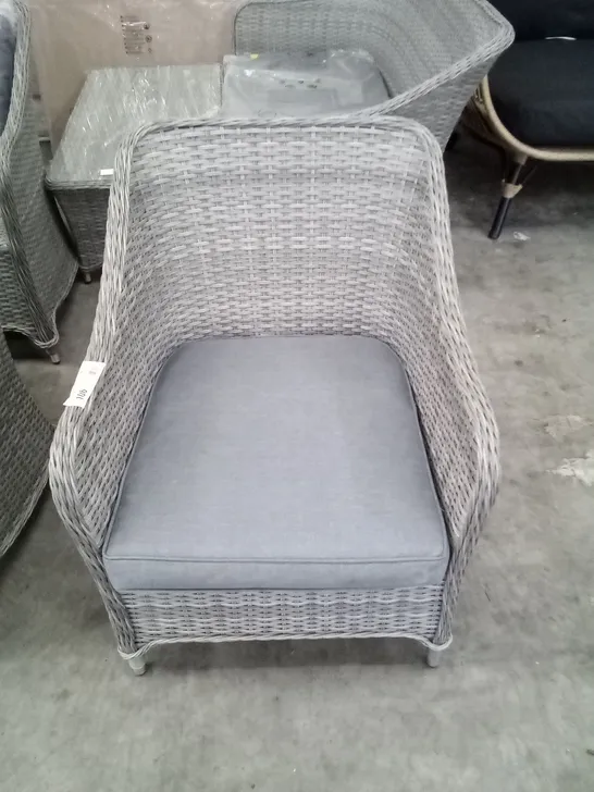 DESIGNER GREY RATTAN ARMCHAIR