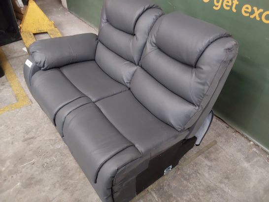 DESIGNER DARK GREY LEATHER MANUAL RECLINING SOFA SECTION