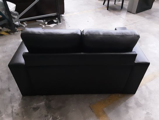 DESIGNER BLACK LEATHER 2-SEATER SOFA 