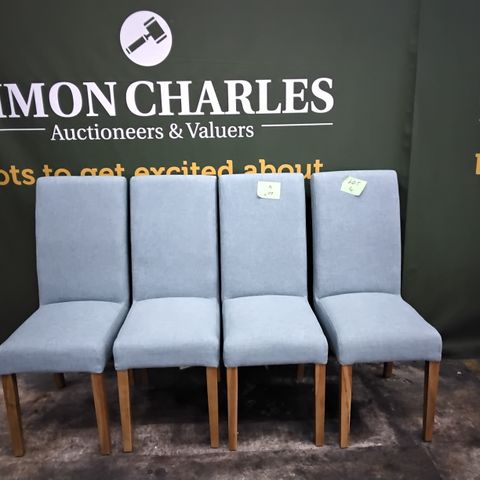 QUALITY 4 LIGHT BLUE FABRIC DINING CHAIRS