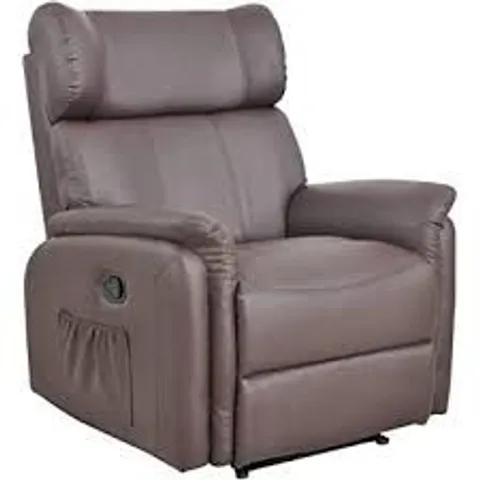 BOXED DENVER GREY FAUX LEATHER MANUAL RECLINING EASY CHAIR (1 BOX)