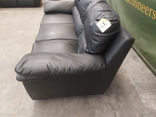 DESIGNER 3 SEATER BLACK FAUX LEATHER SOFA