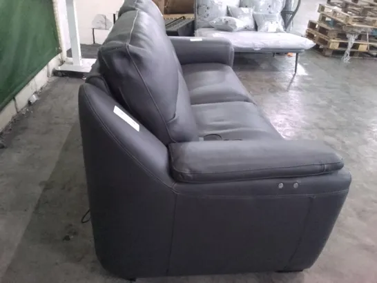 QUALITY ITALIAN DESIGNER PARMA NEW ELECTRIC RECLINER SOFA - DARK GREY LEATHER 