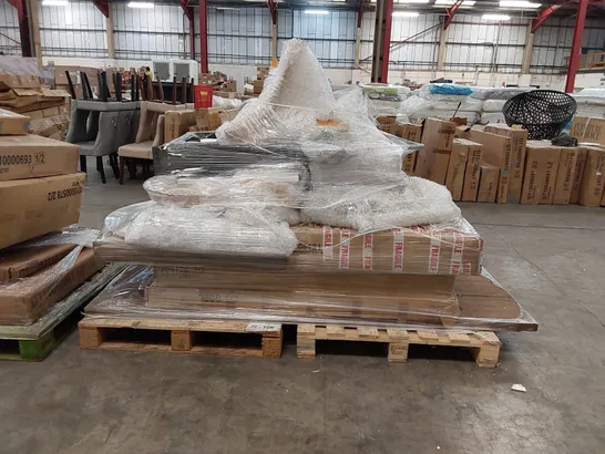 PALLET OF ASSORTED FURNITURE PARTS INCLUDING MOSTLY TABLE PARTS