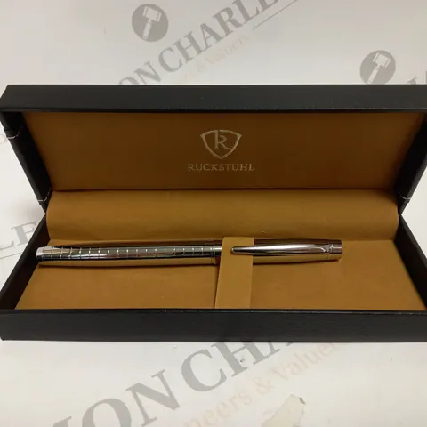 RUCKSTHUHL STAINLESS STEEL PEN WITH DISPLAY CASE 