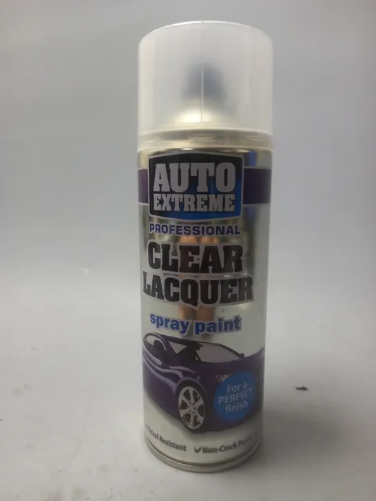 BOX OF 12  AUTO EXTREME PROFESSIONAL CLEAR LACQUER SPRAY PAINT - 400ML - COLLECTION ONLY