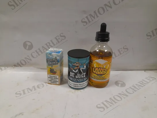 BOX OF APPROXIMATELY 30 E-CIGARETTE LIQUIDS TO INCLUDE MIX&VAPE LOADED LEMON BAR, DR JUICE HIESENBURG, CORNISH LIQUIDS LOVESHACK, ETC