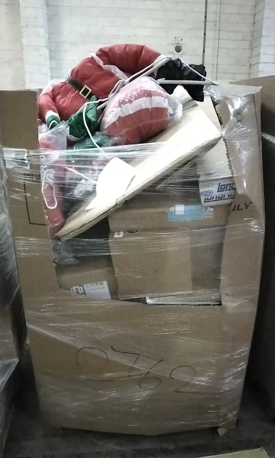 PALLET OF ASSORTED ITEMS INCLUDING  REEBOK STEP, CLASSIC HOLLOWFIBRE PILLOW PAIR, 120CM SANTA ON A LADDER, CRESSI FLIPPERS