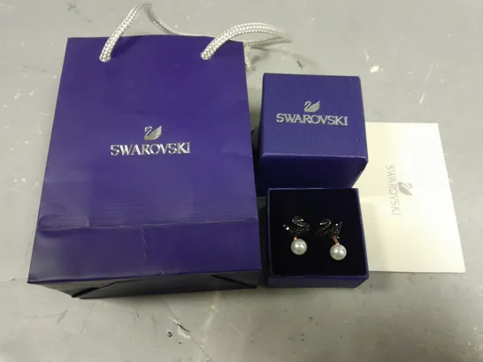 SWAROVSKI SWAN THEMED EARRINGS IN BOX