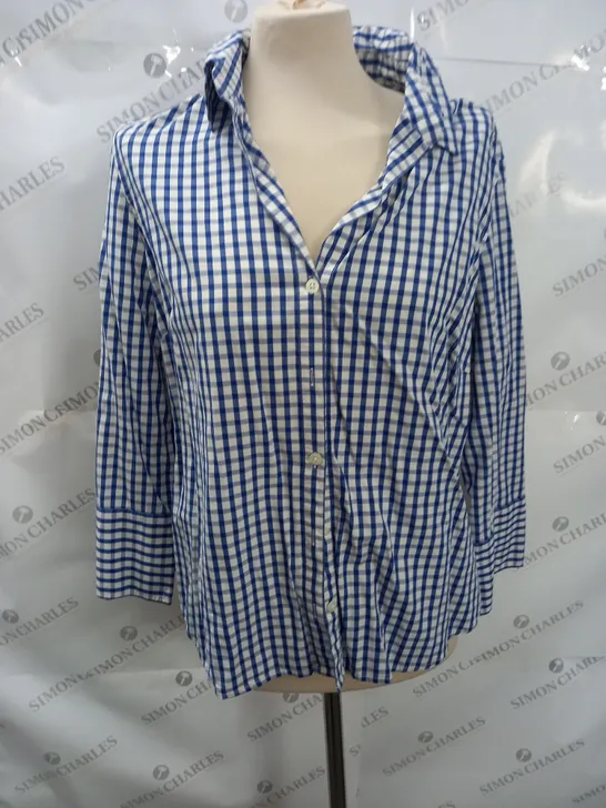 JAEGAR BLUE CHECK WOMENS SHIRT - UK 14