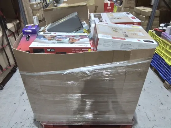 PALLET CONTAINING A LARGE QUANTITY OF ASSORTED TECH ITEMS TO INCLUDE CANON PIXMA PRINTERS, VARIOUS TWS EARPHONES AND ROKU EXPRESS