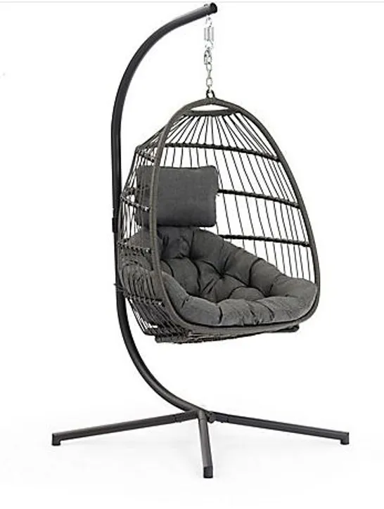 BOXED HOLLY FOLDING HANGING CHAIR 119X2.5X185CM LIGHT GREY - COLLECTION ONLY