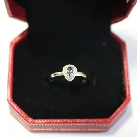 DESIGNER 9CT WHITE GOLD TANZANITE AND DIAMONDS DRESS RING