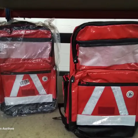 TWO BRAND NEW WATERPROOF RED MEDICAL BACK PACKS