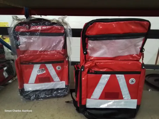 TWO BRAND NEW WATERPROOF RED MEDICAL BACK PACKS