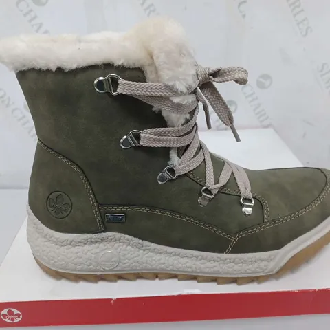 BOXED RIEKER WARM HIKING BOOTS, KHAKI - SIZE EU 42