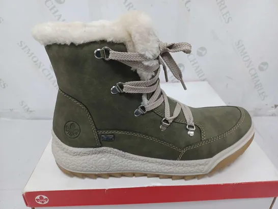 BOXED RIEKER WARM HIKING BOOTS, KHAKI - SIZE EU 42