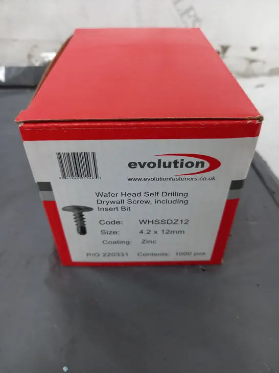 BOXED EVOLUTION ZINC WAFER HEAD SELF DRILLING DRYWALL SCREW (4.2 x 12mm) (APPROXIMATELY 1000pcs)