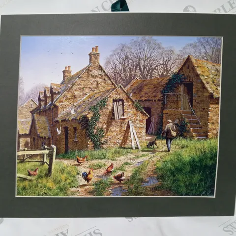 SIGNED EDWARD HERSEY HOME FARM PAINTING - PRINT-