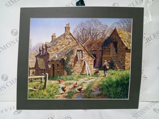 SIGNED EDWARD HERSEY HOME FARM PAINTING - PRINT-