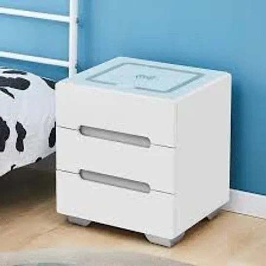 BOXED WHITE BEDSIDE CHARGING CABINET 