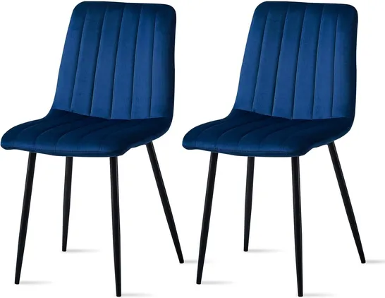 BOXED SET OF 2 BLUE VELVET DINING CHAIRS