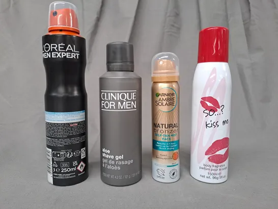 APPROXIMATELY 10 ASSORTED AEROSOL ITEMS IN INCLUDE ANTI-PERSPIRANT, SHAVE GEL, BODY FRAGRANCE, ETC - COLLECTION ONLY