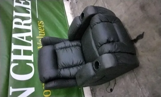 QUALITY DESIGNER BLACK LEATHER POWER RECLINER ARMCHAIR WITH CUPHOLDERS