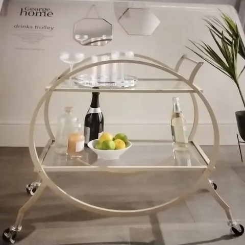 GEORGE HOME DRINKS TROLLEY WITH GLASS SHELVING AND GOLD EFFECT FRAME