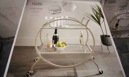 GEORGE HOME DRINKS TROLLEY WITH GLASS SHELVING AND GOLD EFFECT FRAME