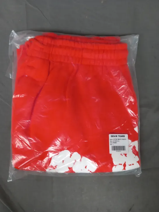 DENIM TEARS COTTON WREATH SHORTS IN ORANGE SIZE LARGE