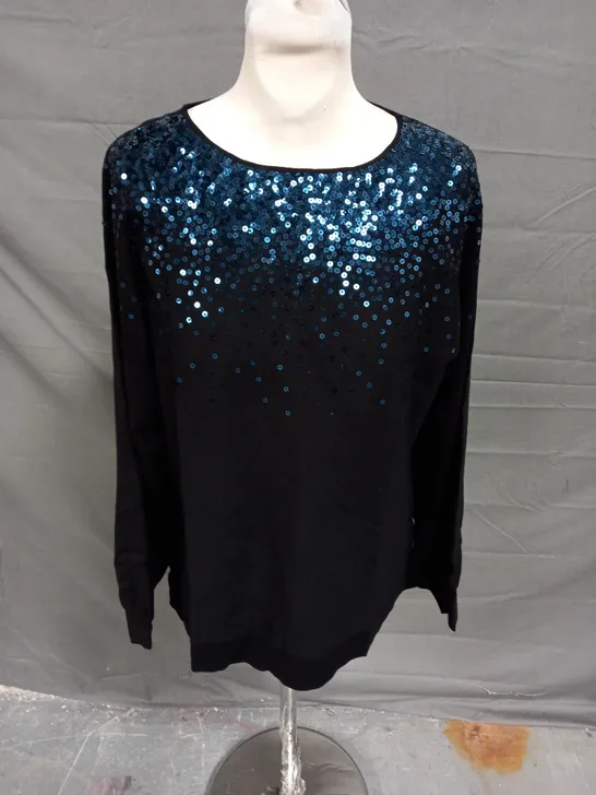 MONSOON SEQUIN JUMPER IN BLACK SIZE M