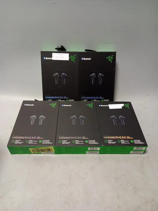 BOXED OF APPROXIMATELY 5  RAZER HAMMERHEAD TRUE WIRELESS EARPHONES 