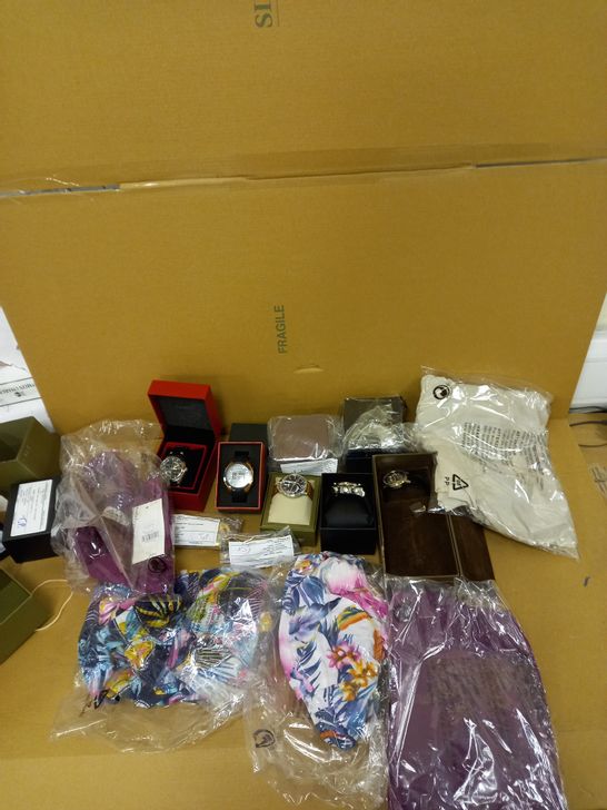 LOT OF ASSORTED CLOTHING ITEMS AND WATCHES 