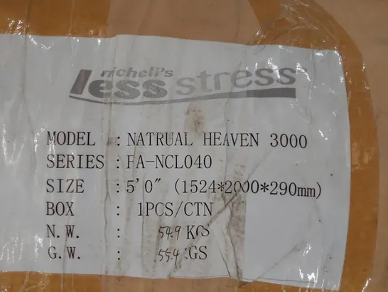 QUALITY BAGGED & ROLLED NICHELIS LESS STRESS NATURAL HAVEN 3000 KINGSIZE 5' MATTRESS 