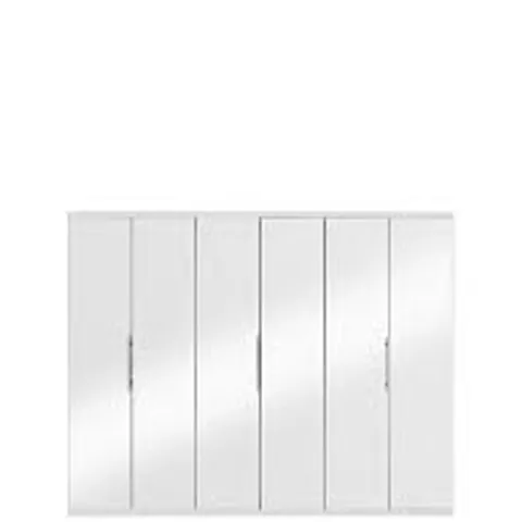 BOXED PRAGUE MIRROR 6-DOOR WARDROBE - WHITE (5 BOXES)