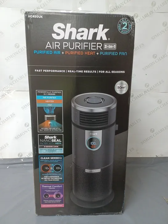 BOXED OUTLET SHARK 3 IN 1 AIR PURIFIER, HEATER & FAN