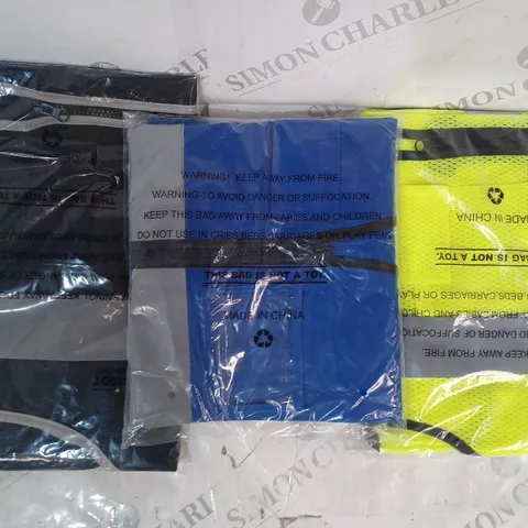 APPROXIMATELY 5 ASSORTED HI-VIS SAFETY VESTS IN VARIOUS COLOURS AND SIZES