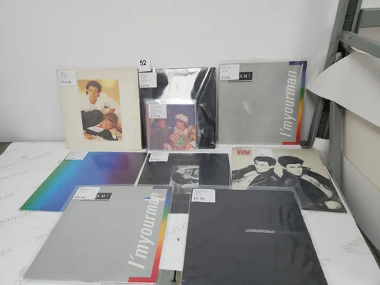 A NICE COLLECTION OF 16 X GEORGE MICHAEL / WHAM VINYL RECORDS. INCLUDING VERY RARE PROMO AND 2 X RARE LAST CHRISTMAS GATEFOLD SINGLES.