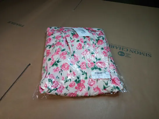 PACKAGED INTHESTYLE PINK FLORAL STRAPPLESS PUFF HEM MINI DRESS - SIZE 14