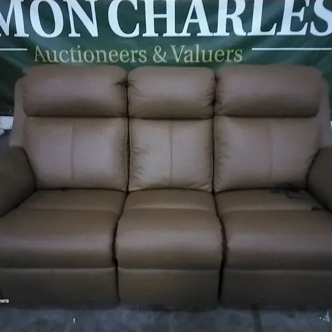 QUALITY BRITISH DESIGNER G PLAN KINGSBURY 3 SEATER ELECTRIC RECLINING CHAIR CAMBRIDGE TAN LEATHER