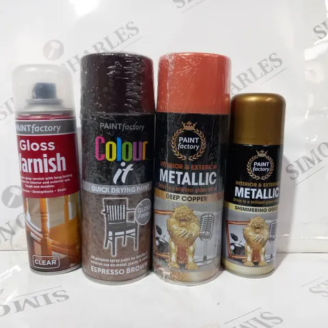 BOX OF APPROXIMATELY 5 ASSORTED HOUSEHOLD ITEMS TO INCLUDE INTERIOR & EXTERIOR METALLIC PAINT, GLOSS VARNISH, ETC - COLLECTION ONLY