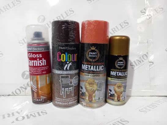 BOX OF APPROXIMATELY 5 ASSORTED HOUSEHOLD ITEMS TO INCLUDE INTERIOR & EXTERIOR METALLIC PAINT, GLOSS VARNISH, ETC - COLLECTION ONLY