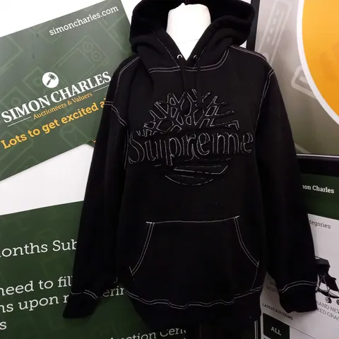 TIMBERLAND SUPREME HOODED SWEATSHIRT IN BLACK - SMALL