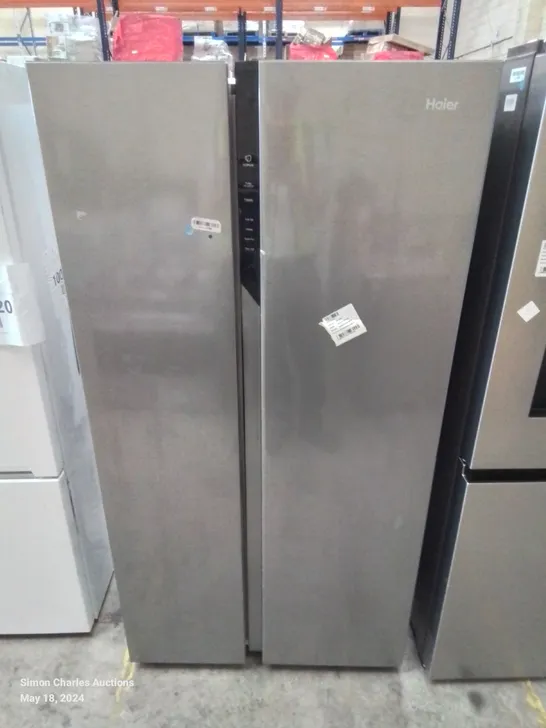 HAIER FREESTANDING AMERICAN STYLE FRIDGE FREEZER IN SILVER 528L - COLLECTION ONLY  -