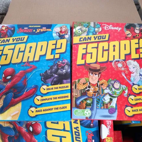 APPROXIMATELY 60 ASSORTED CAN YOU ESCAPE ACTIVITY SETS TO INCLUDE; MARVEL AND DISNEY