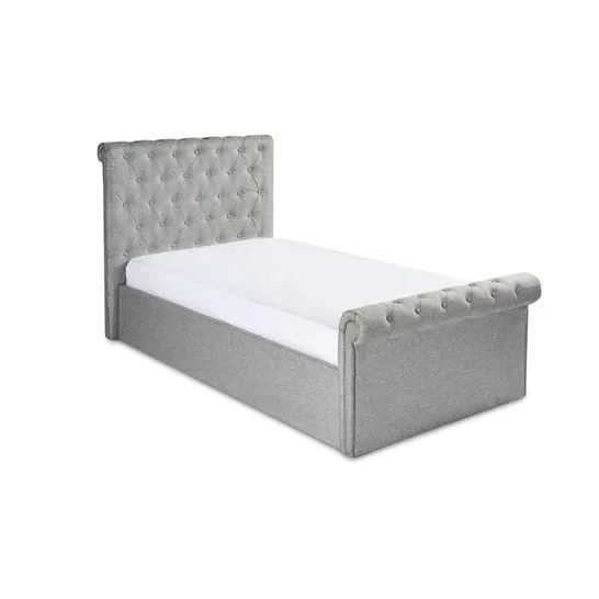 BOXED ALEXCIA UPHOLSTERED SINGLE OTTOMAN BED (2 BOXES)